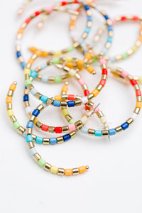 Multi-Colored Rainbow Beaded Hoops