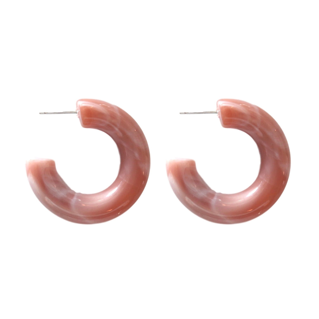 Dusty Rose Chunky Lucite Hoops