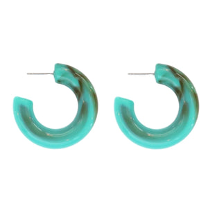 Turquoise Chunky Lucite Hoops