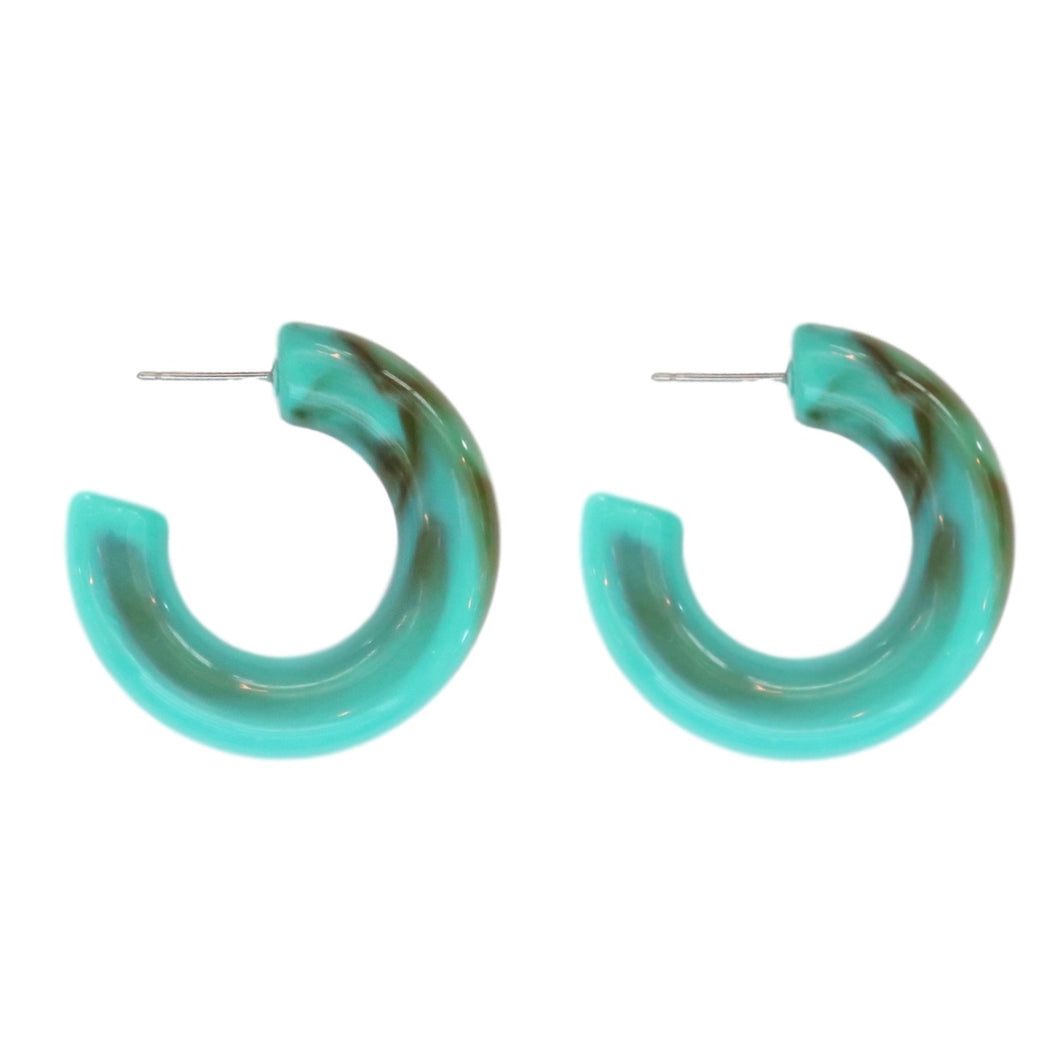 Turquoise Chunky Lucite Hoops