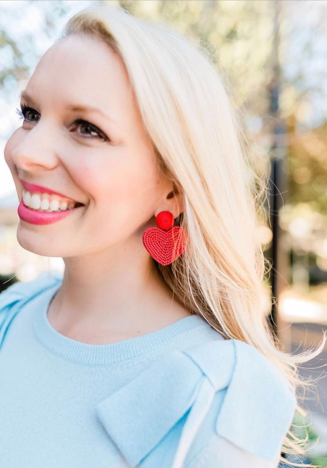 Heart Beaded Earrings, Valentines Beaded Earrings, Pink Beaded