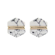 White Marble Hexagon Studs