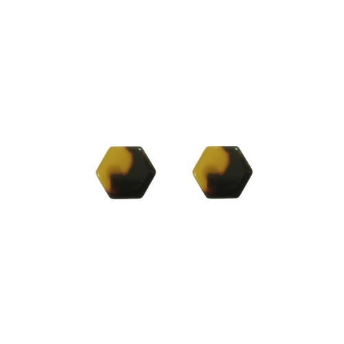 Brown Tortoise Hexagon Studs